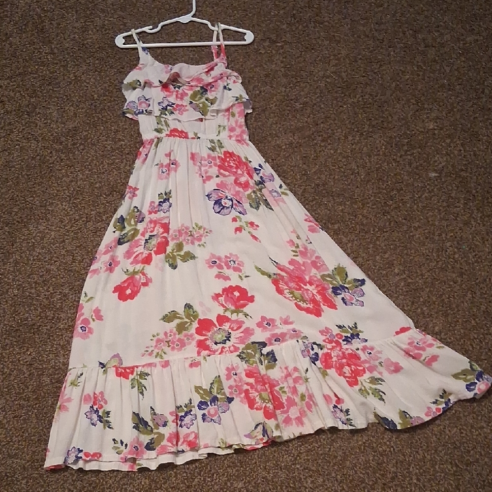 Cherokee Floral Kids Dress - Pink and White